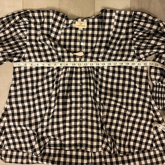 NWT House of Lacuna Lou Lou Blouse Black & White Gingham Size XS/S - Picture 9 of 9